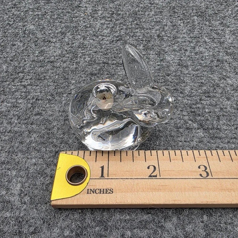 Vintage Clear Glass Bunny Rabbit‎ Figurine Candle Holder Votive Paperweight 2.5